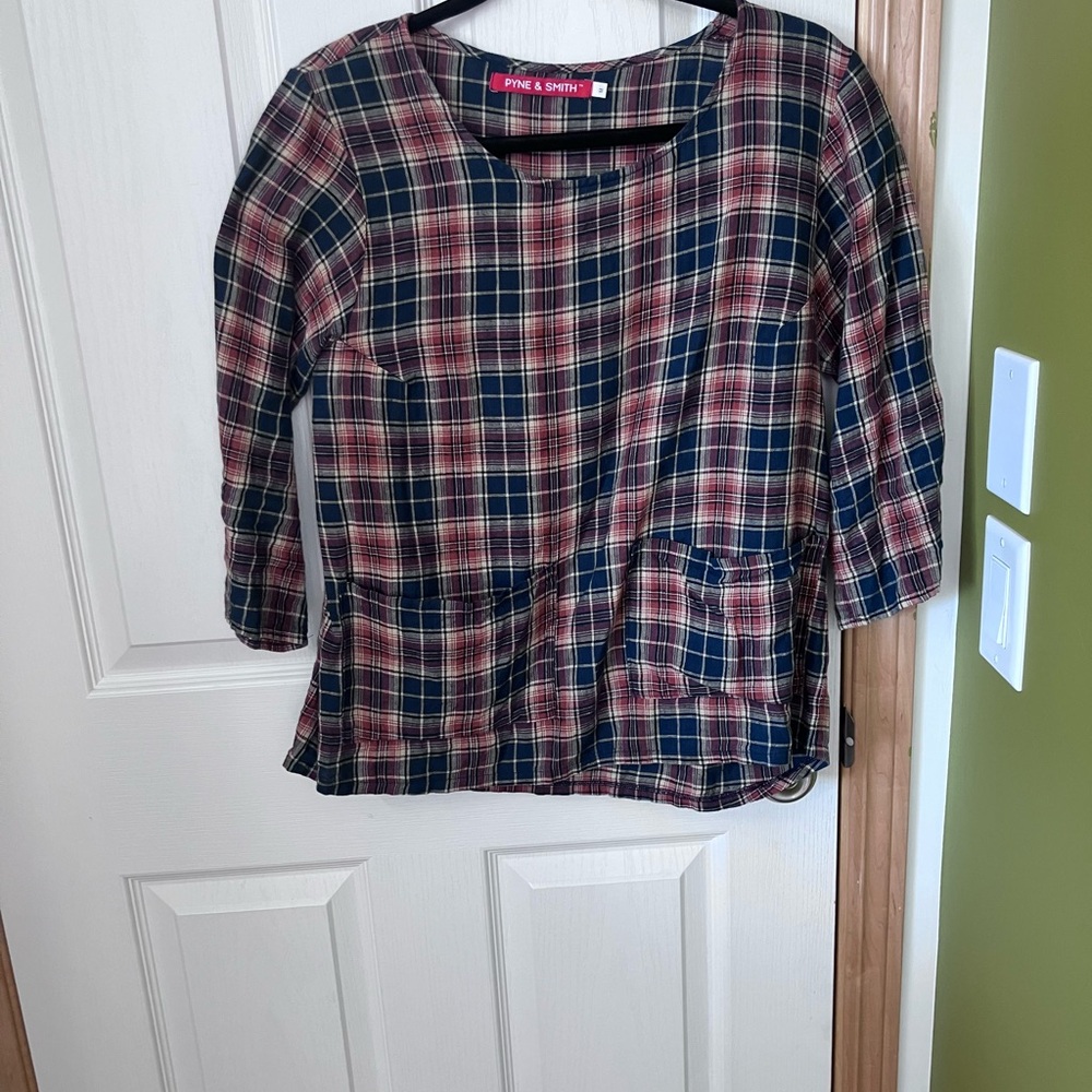 Pyne and Smith Marguerite plaid blouse sz M